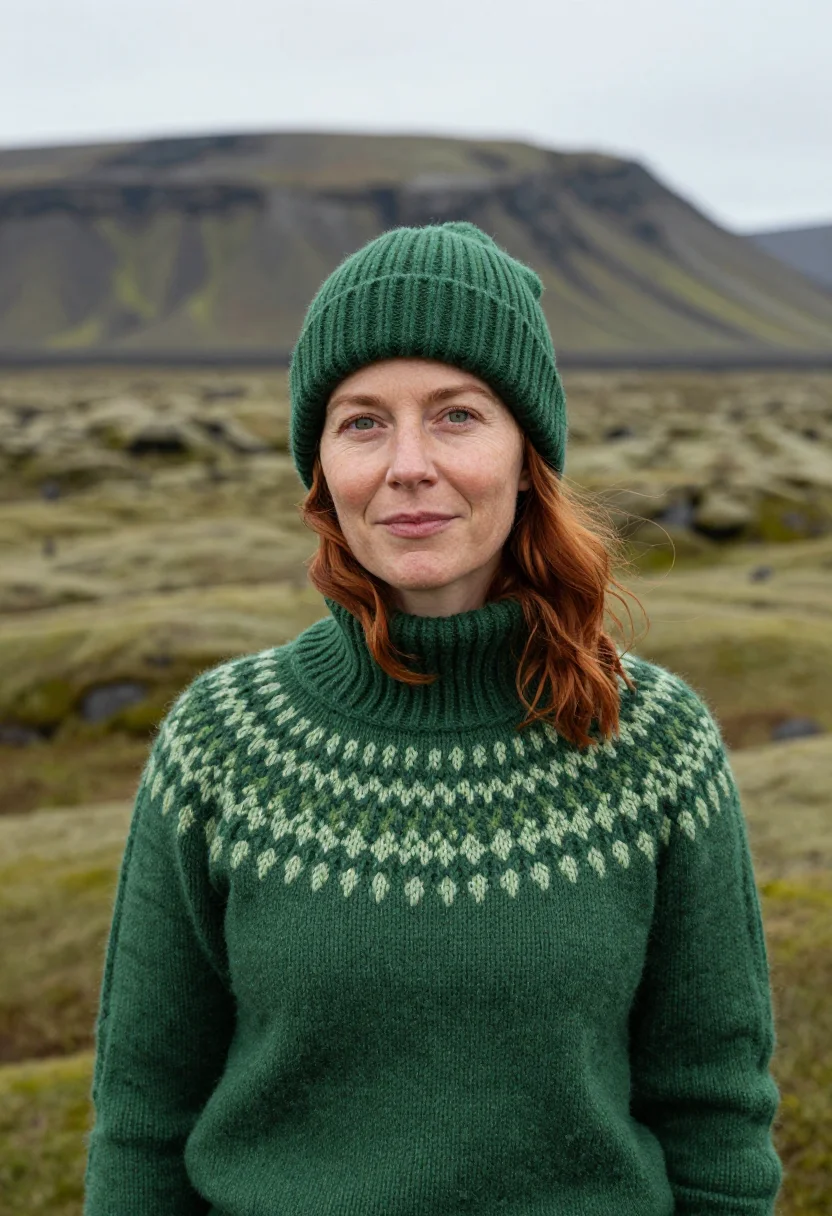 AI woman at war iceland highlands moss sample — portrait of a woman, an Irish woman in her mid-forties with
