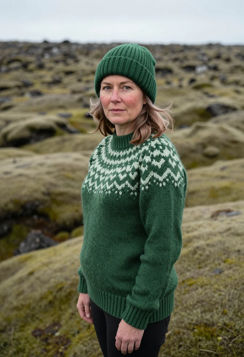 AI woman at war iceland highlands moss sample — portrait of a woman, a Scottish woman in her mid-fifties wit