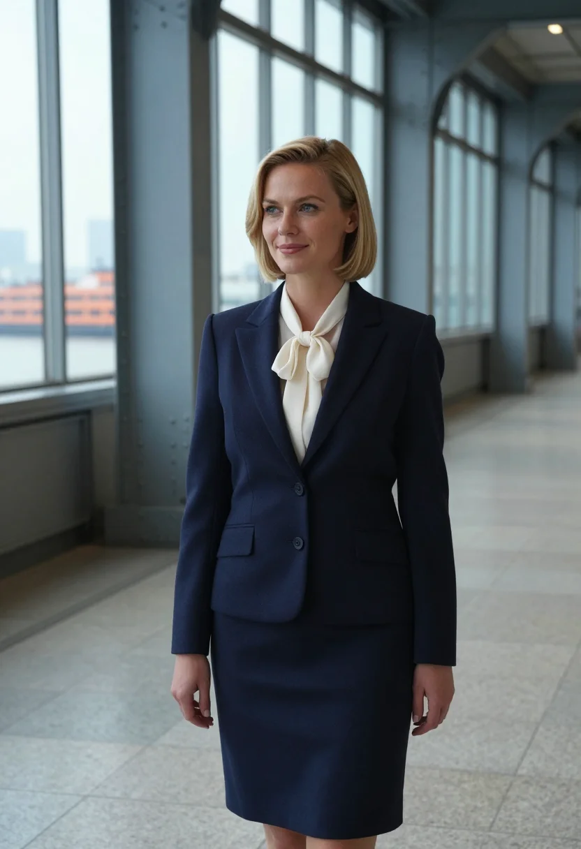 AI working girl staten island ferry 1988 navy sample — portrait of a woman, a German-American woman in her late twe
