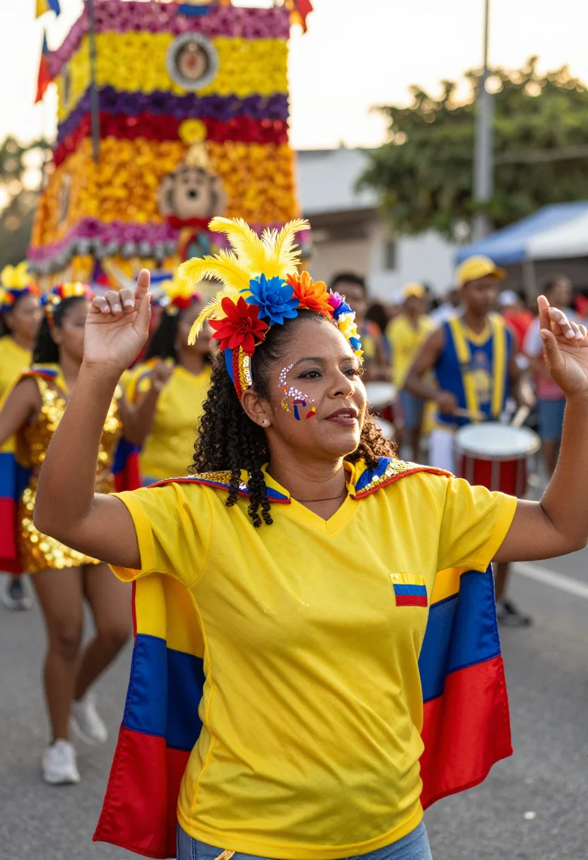 AI worldcup colombia sample — festive half-length supporter portrait in a Barranquilla Car