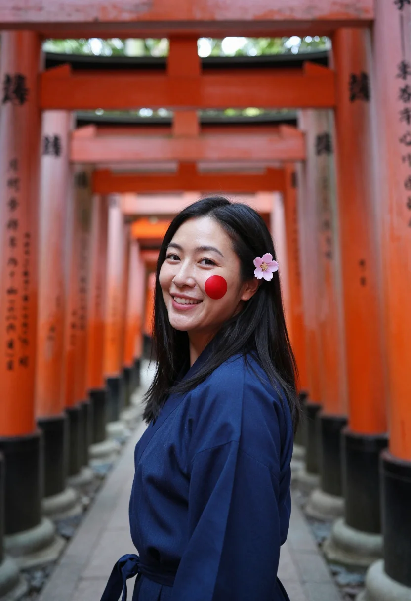 AI worldcup japan sample — candid half-length supporter portrait framed in the vermilio
