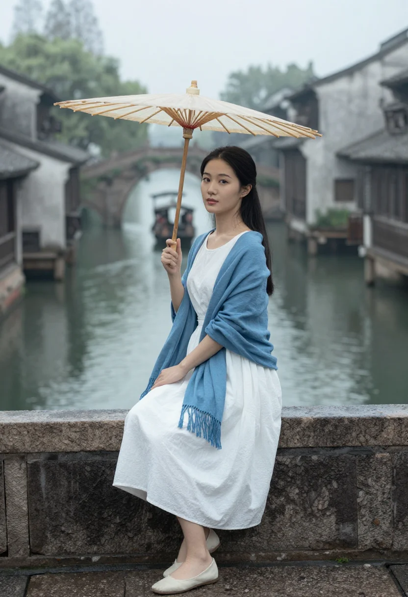 AI wuzhen sample — portrait of a woman, three-quarter-length portrait of a Chin