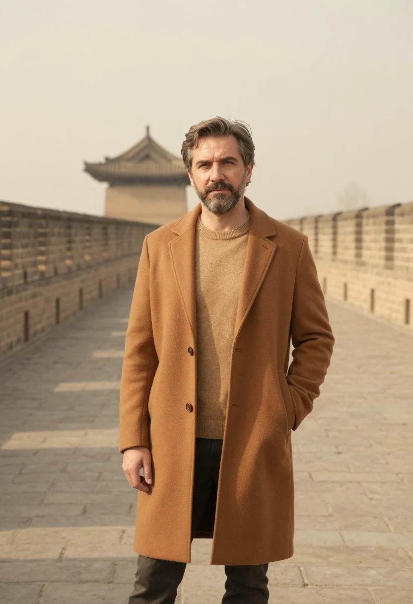 AI xian archaeologist loess ochre sample — portrait of a man, an archaeologist in his late forties with