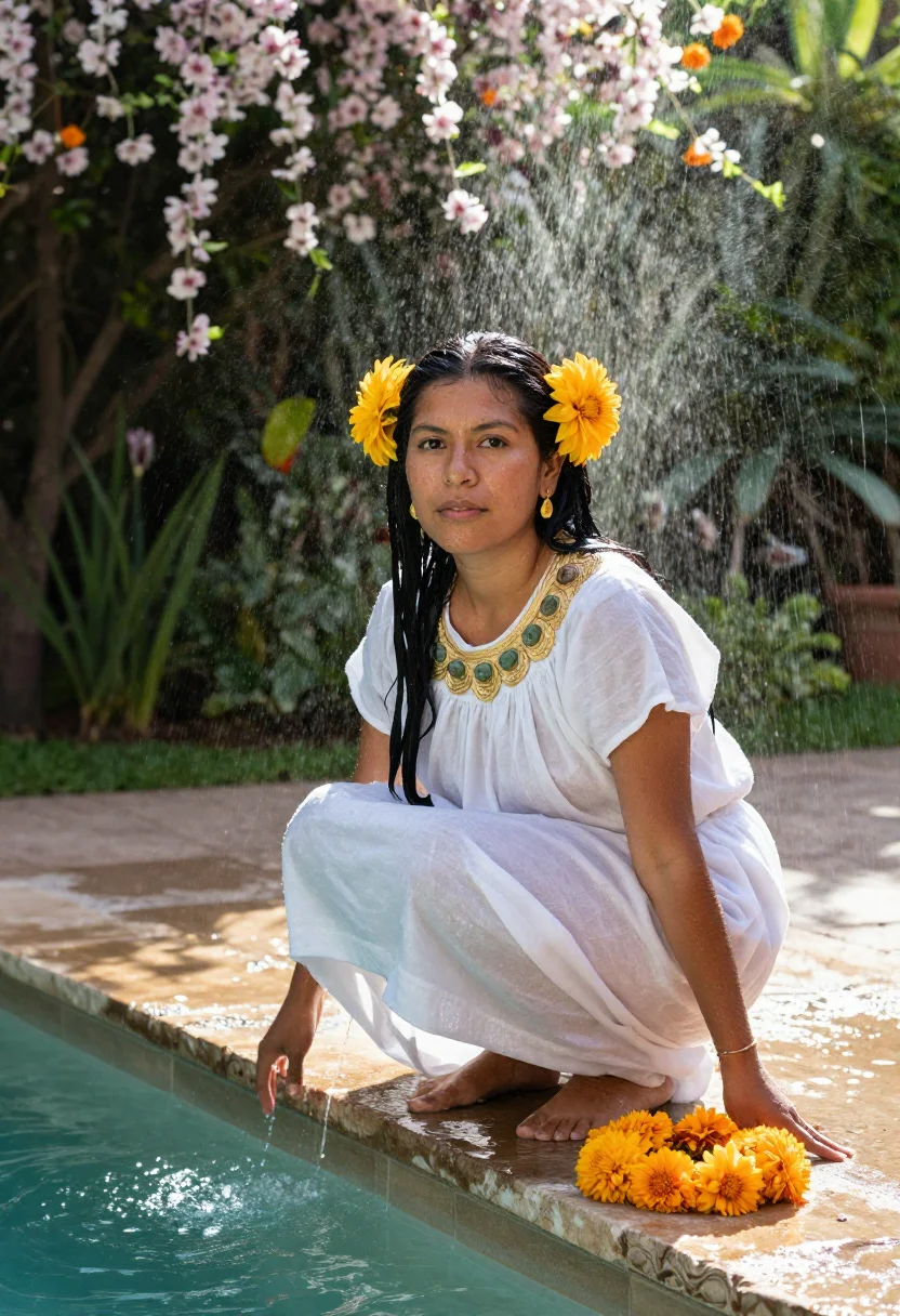 AI xochiquetzal sample — portrait of a woman, full-length portrait of a Nahua woman w