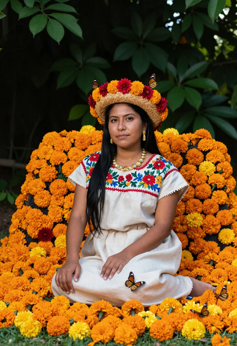 AI xochiquetzal sample — portrait of a woman, full-length portrait of a Nahua woman w