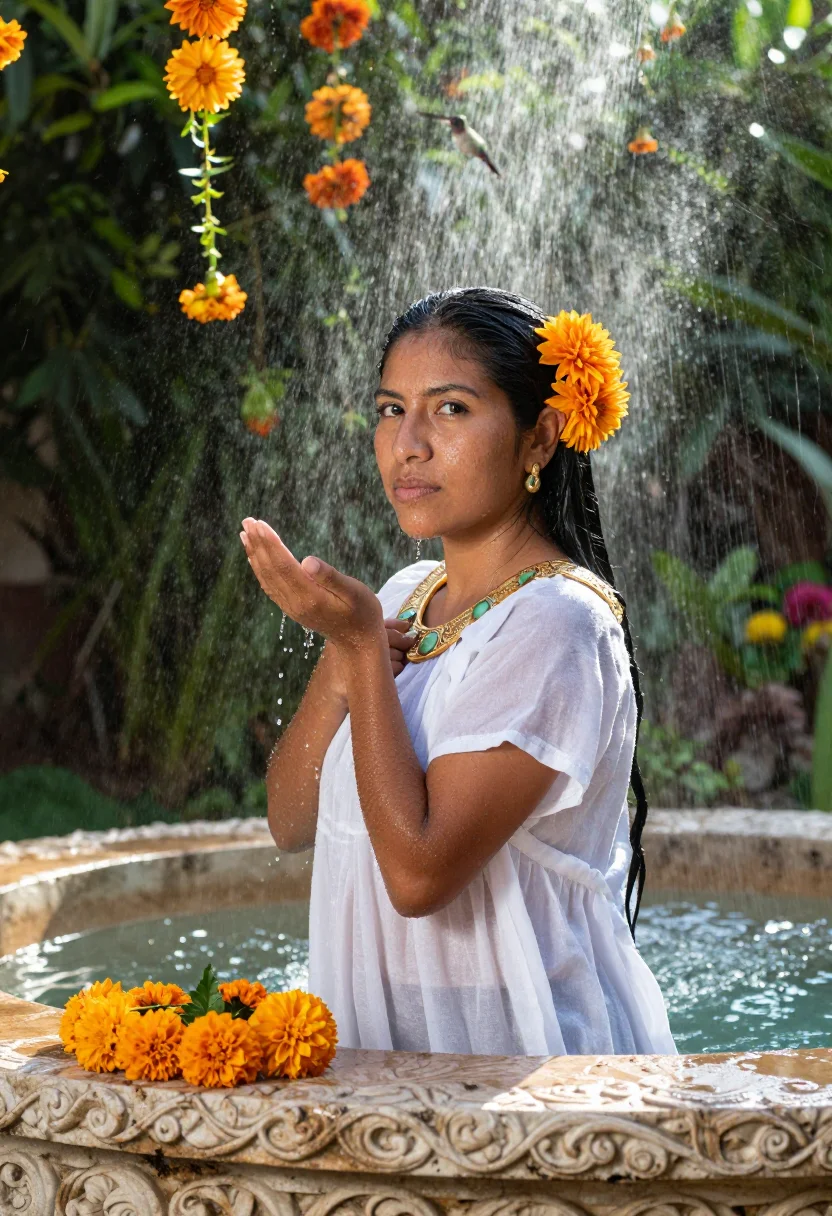 AI xochiquetzal sample — portrait of a woman, half-length portrait of a Nahua woman w