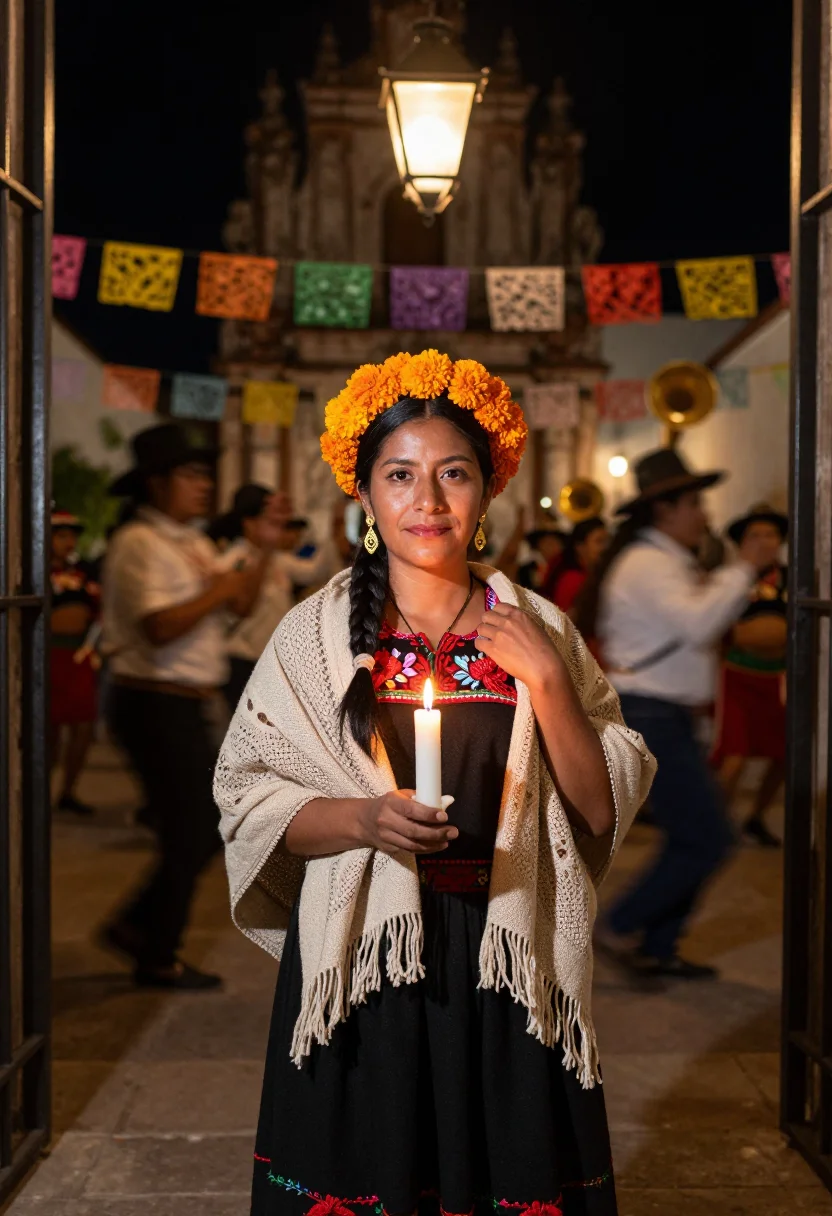 AI xoxocotlan panteon sample — portrait of a woman, three-quarter-length portrait of an Oax