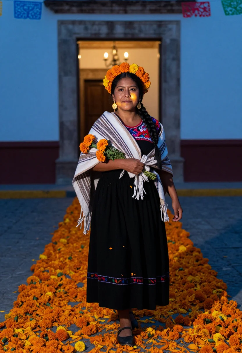 AI xoxocotlan panteon sample — portrait of a woman, full-length portrait of an Oaxacan woma