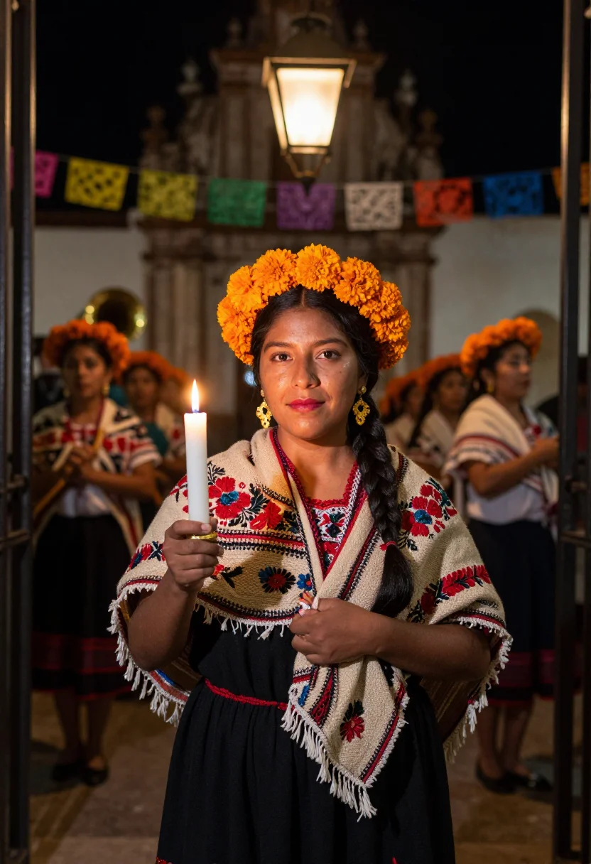 AI xoxocotlan panteon sample — portrait of a woman, half-length portrait of an Oaxacan woma