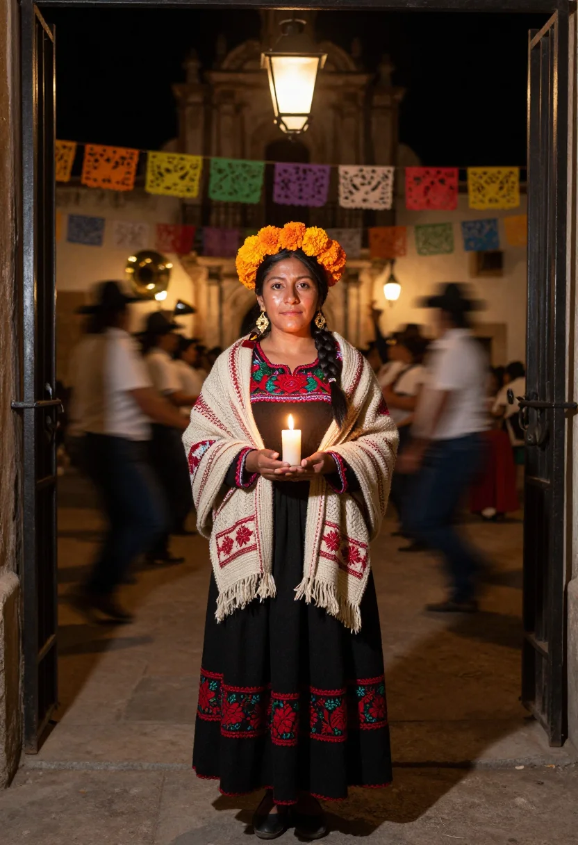 AI xoxocotlan panteon sample — portrait of a woman, full-length portrait of an Oaxacan woma