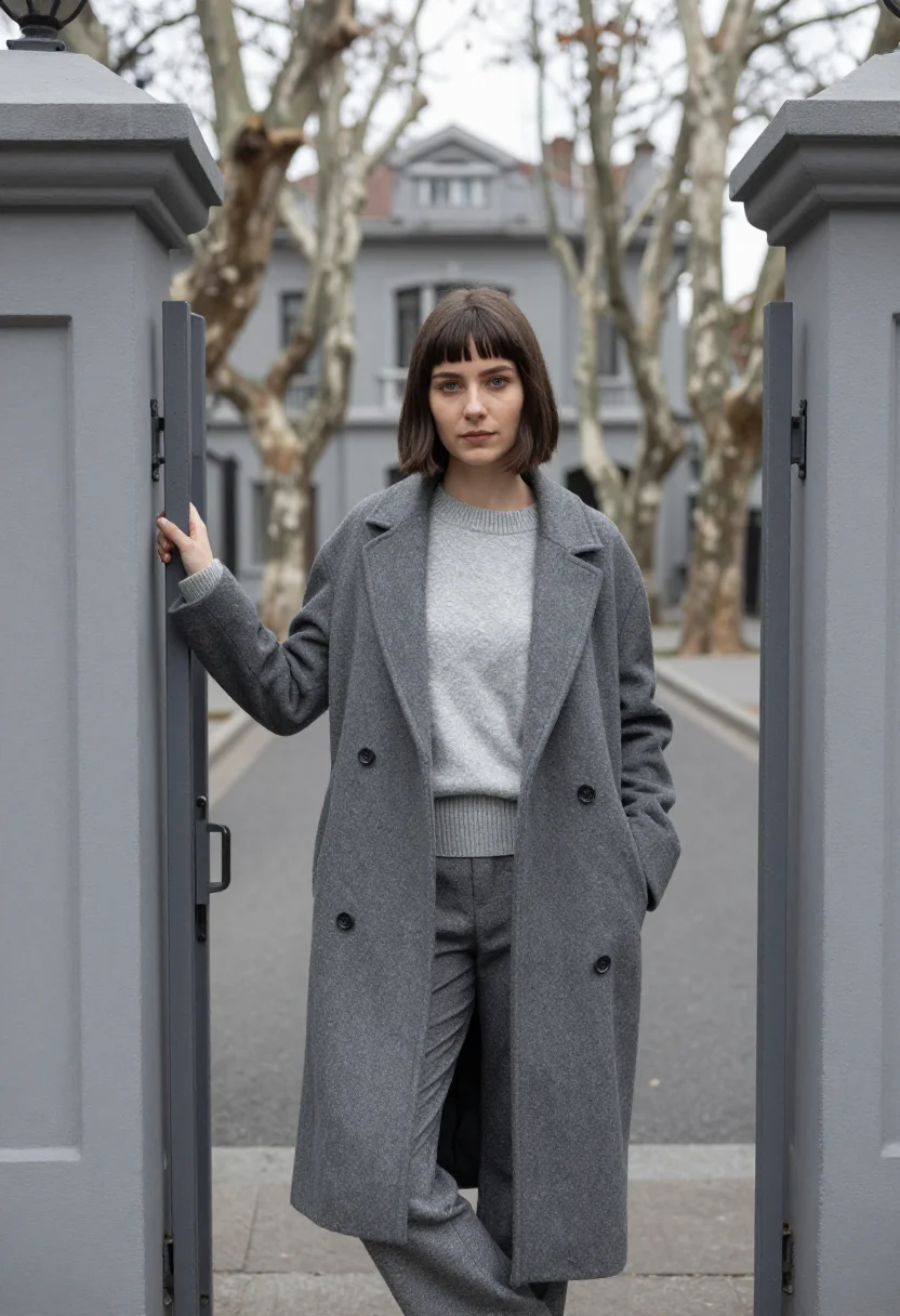 AI xuhui designer plane tree grey sample — portrait of a designer, half-length portrait of a Western-Eu