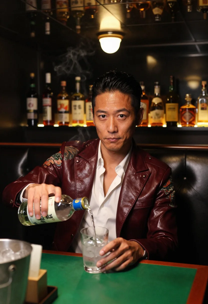 AI yakuza sample — portrait of a man, a Japanese man in his late thirties with