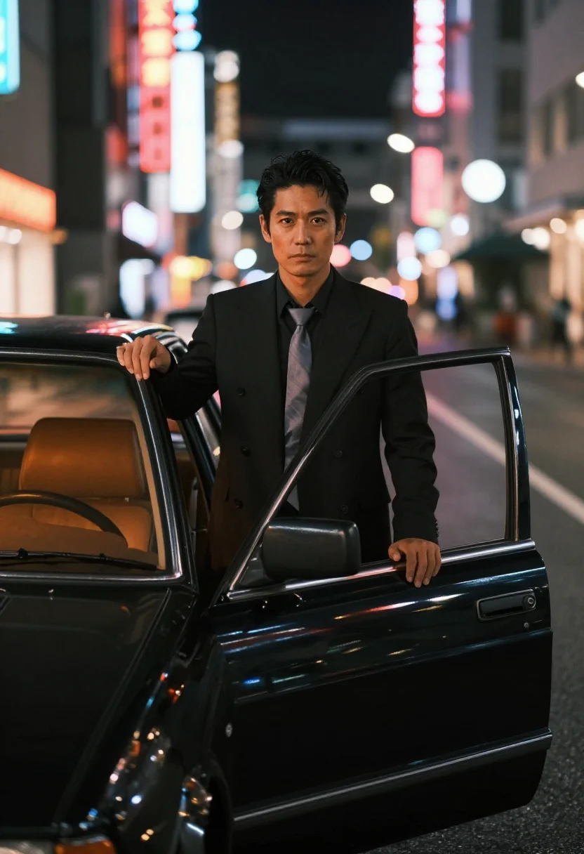 AI yakuza sample — portrait of a man, a Japanese man in his late thirties with