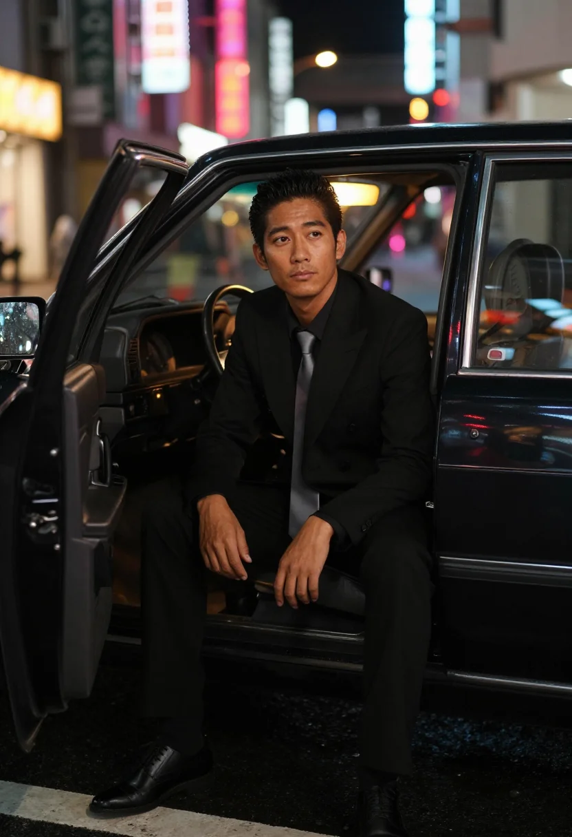 AI yakuza sample — portrait of a man, a Japanese man in his late thirties with