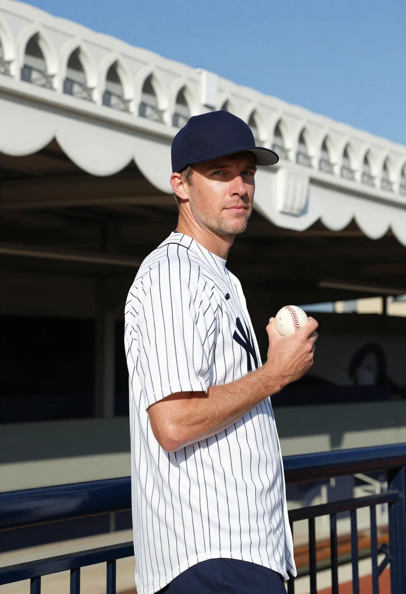 AI yankee stadium pinstripe navy bronx sample — portrait of a man, a Polish-American man in his late thirtie