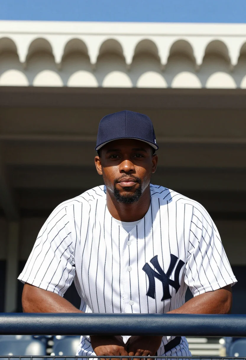 AI yankee stadium pinstripe navy bronx sample — portrait of a man, an African-American man in his mid-thirti