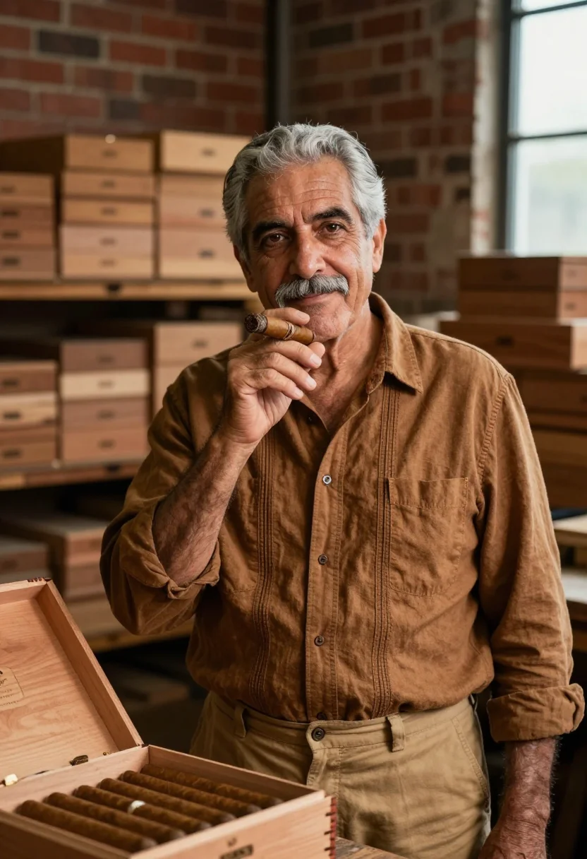 AI ybor city cigar maker tobacco sample — portrait of a man, Italian-American, in his sixties, with we