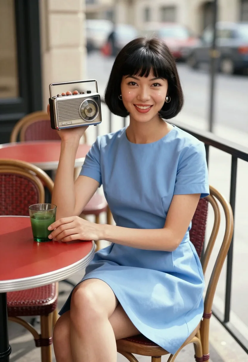 AI ye ye scooter sample — portrait of a woman, three-quarter-length portrait of an Eas