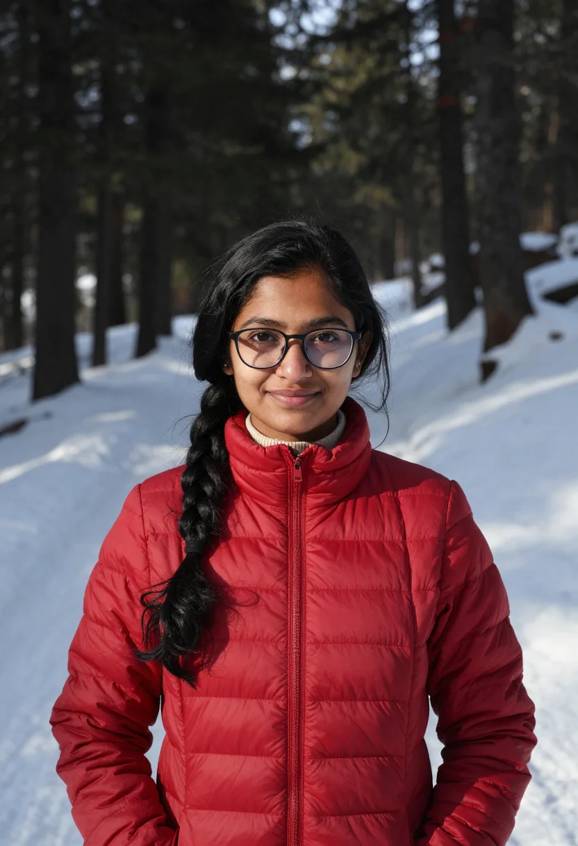 AI yeh jawaani hai deewani manali snow red sample — portrait of a woman, a Bengali woman in her mid-twenties wit