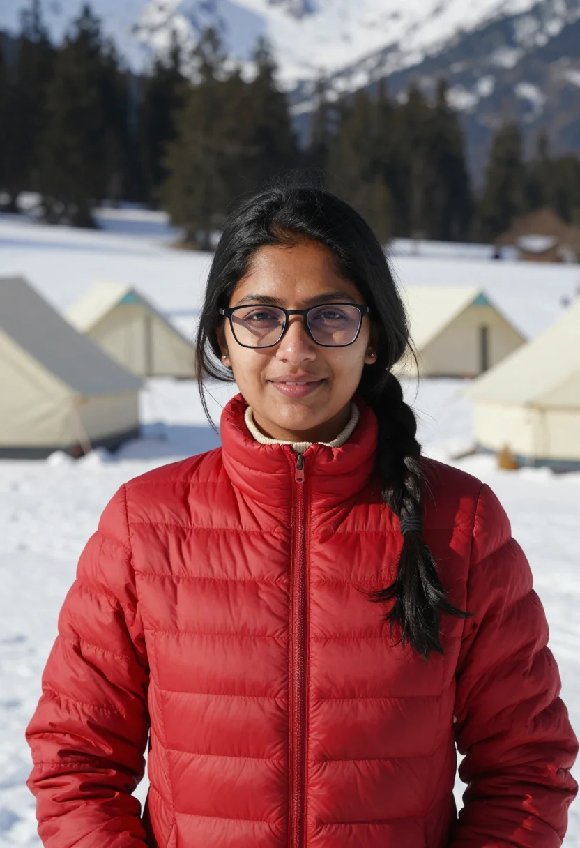AI yeh jawaani hai deewani manali snow red sample — portrait of a woman, a Marathi woman in her late twenties wi