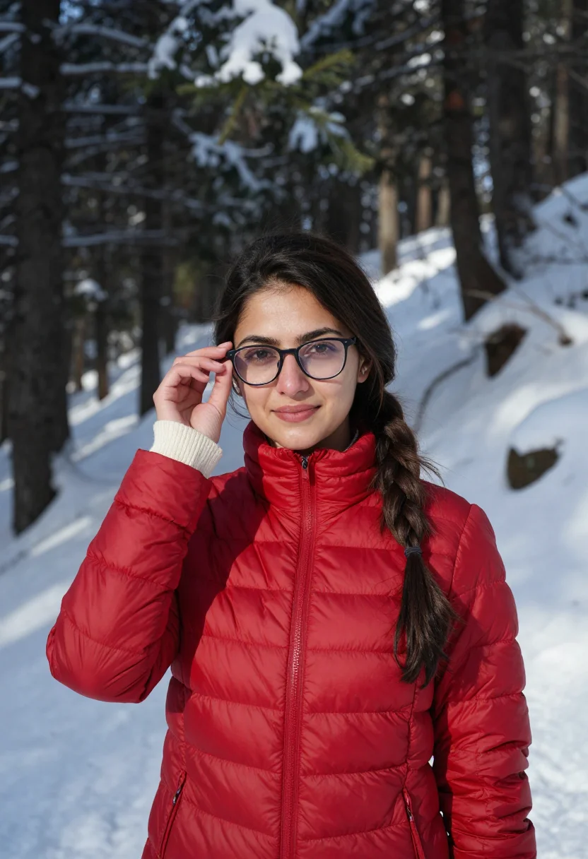 AI yeh jawaani hai deewani manali snow red sample — portrait of a woman, a Kashmiri woman in her late twenties w
