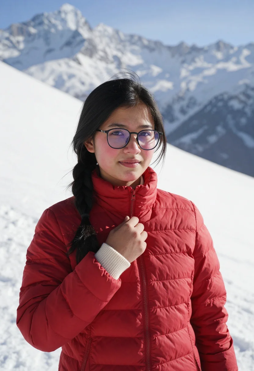 AI yeh jawaani hai deewani manali snow red sample — portrait of a woman, a Himachali woman in her early twenties