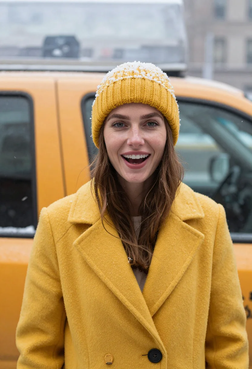Example portrait from the AI Yellow Cab Snow — Free Preview, Train Once