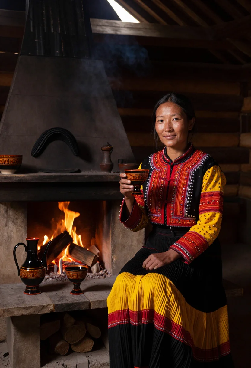 AI yi torch sample — portrait of a woman, half-length portrait of a Yi woman in h