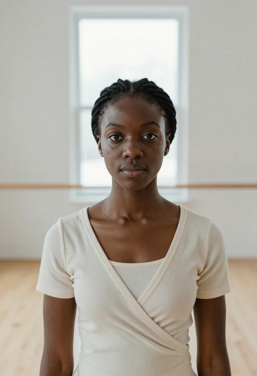 AI yoga teacher cream sample — portrait of a woman, head-and-shoulders portrait of a Black