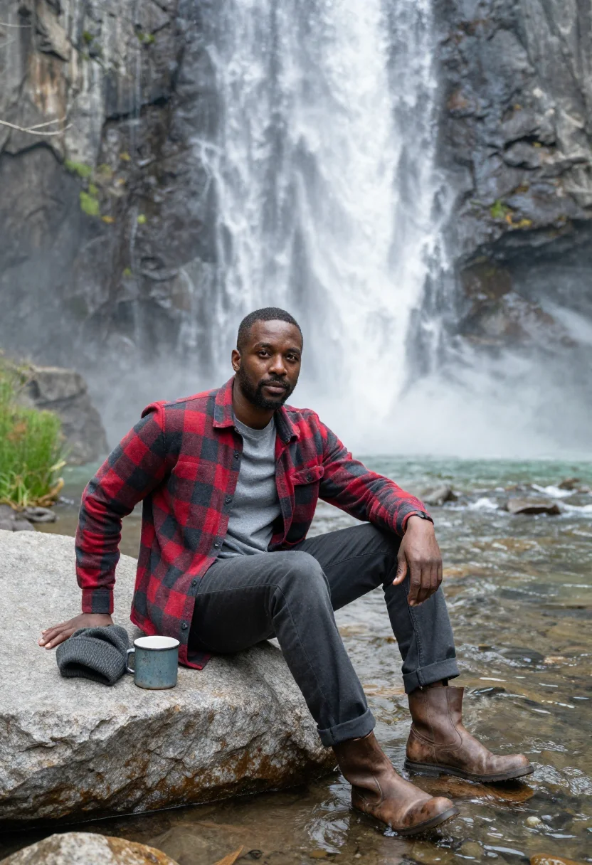 AI yosemite sample — portrait of a traveler, full-length portrait of an African-A
