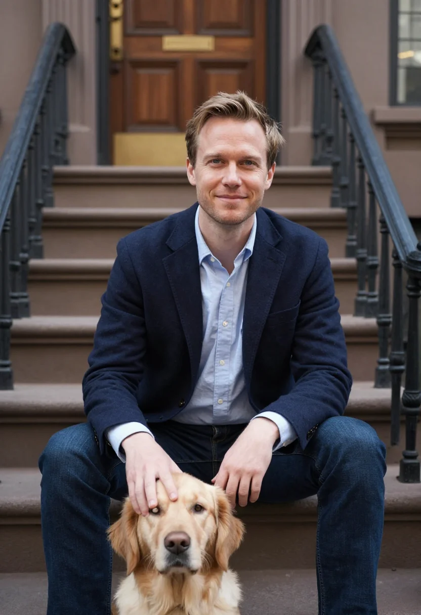 AI youve got mail joe fox upper west side navy sample — portrait of a man, framed half-length from the head to the h