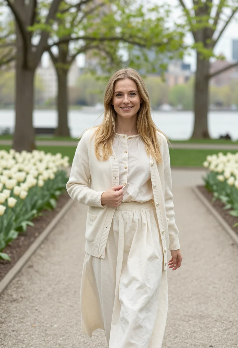 AI youve got mail riverside park garden may cream sample — portrait of a woman, framed half-length from the head to the