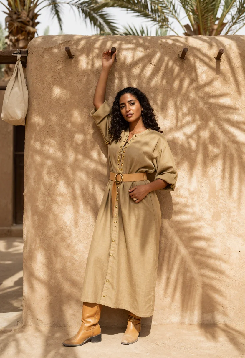 AI ysl saharienne sample — portrait of a woman, full-length portrait of a North-African