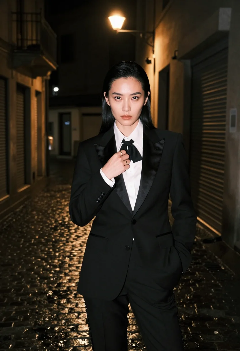 AI ysl smoking sample — portrait of a woman, half-length portrait of an East-Asian w