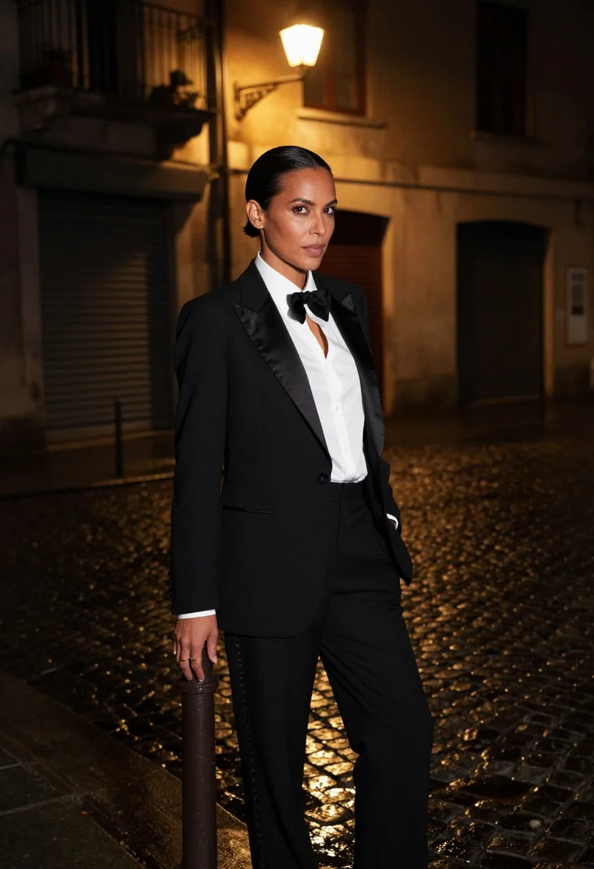 AI ysl smoking sample — portrait of a woman, three-quarter-length portrait of a mixe