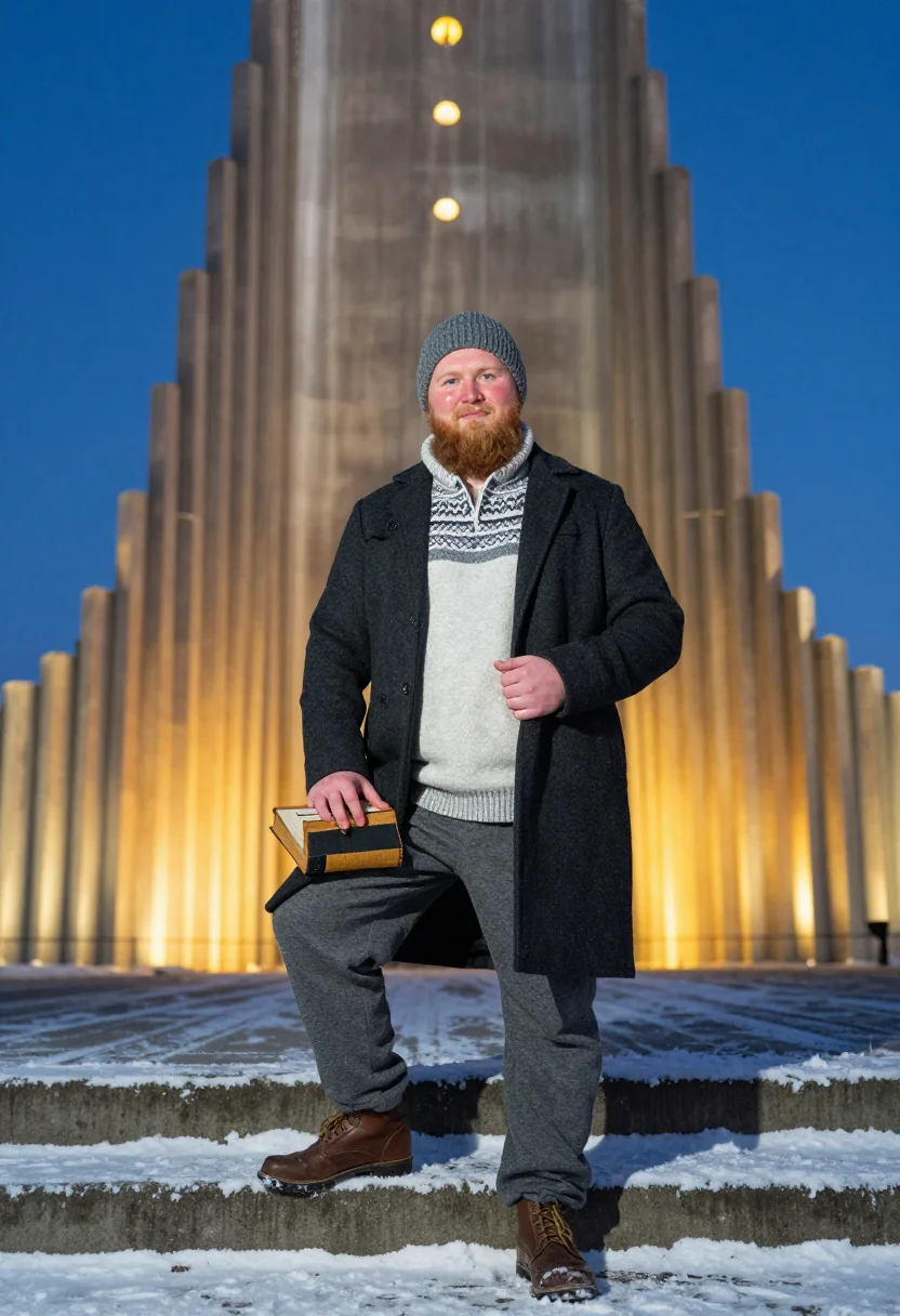 AI yule lads reykjavik sample — portrait of a man, three-quarter-length portrait of a man of