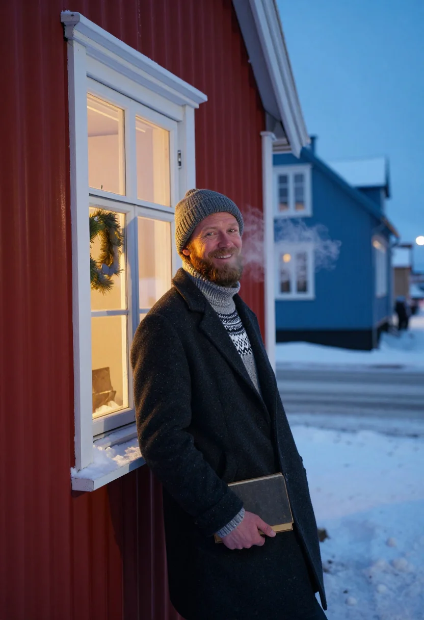 AI yule lads reykjavik sample — portrait of a man, half-length three-quarter portrait of a m