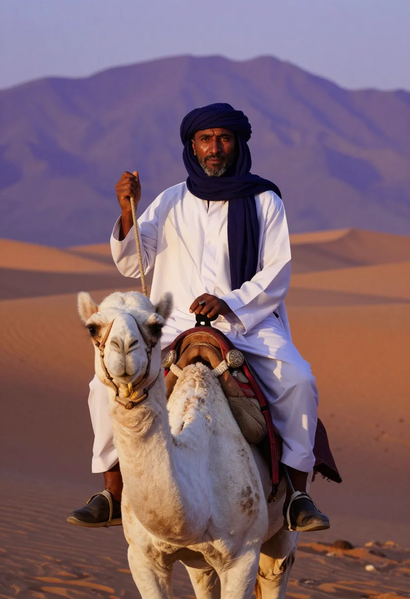 AI yusuf ibn tashfin sample — portrait of a man, chest-up portrait of a Saharan Berber man