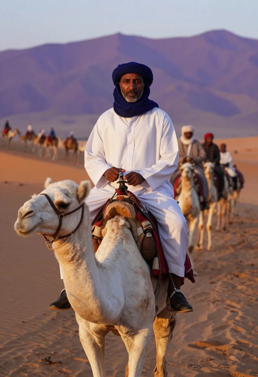 AI yusuf ibn tashfin sample — portrait of a man, three-quarter-length portrait of a Sahara