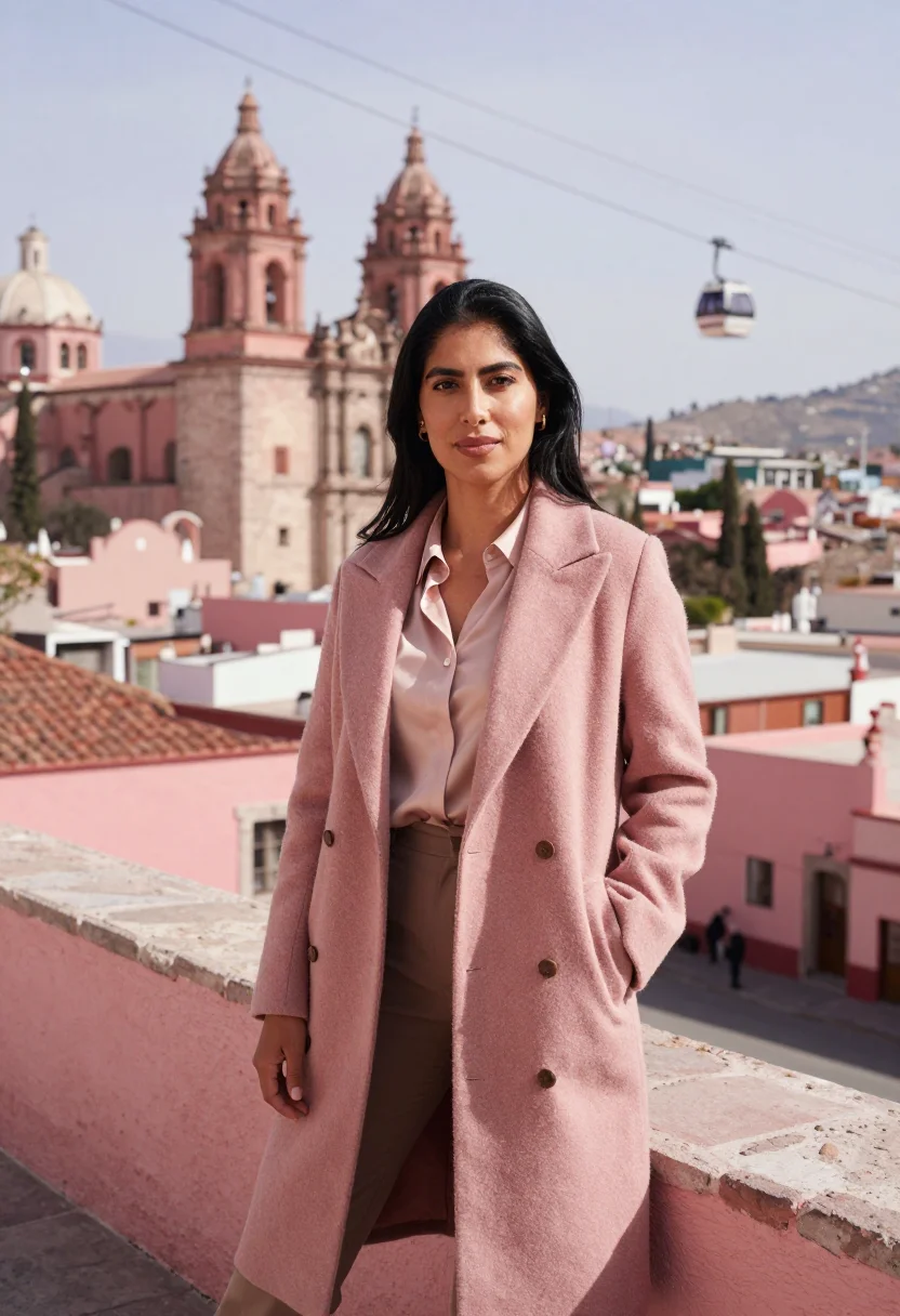 AI zacatecas mining engineer pink cantera sample — portrait of a woman, a Lebanese-Mexican mining engineer in h