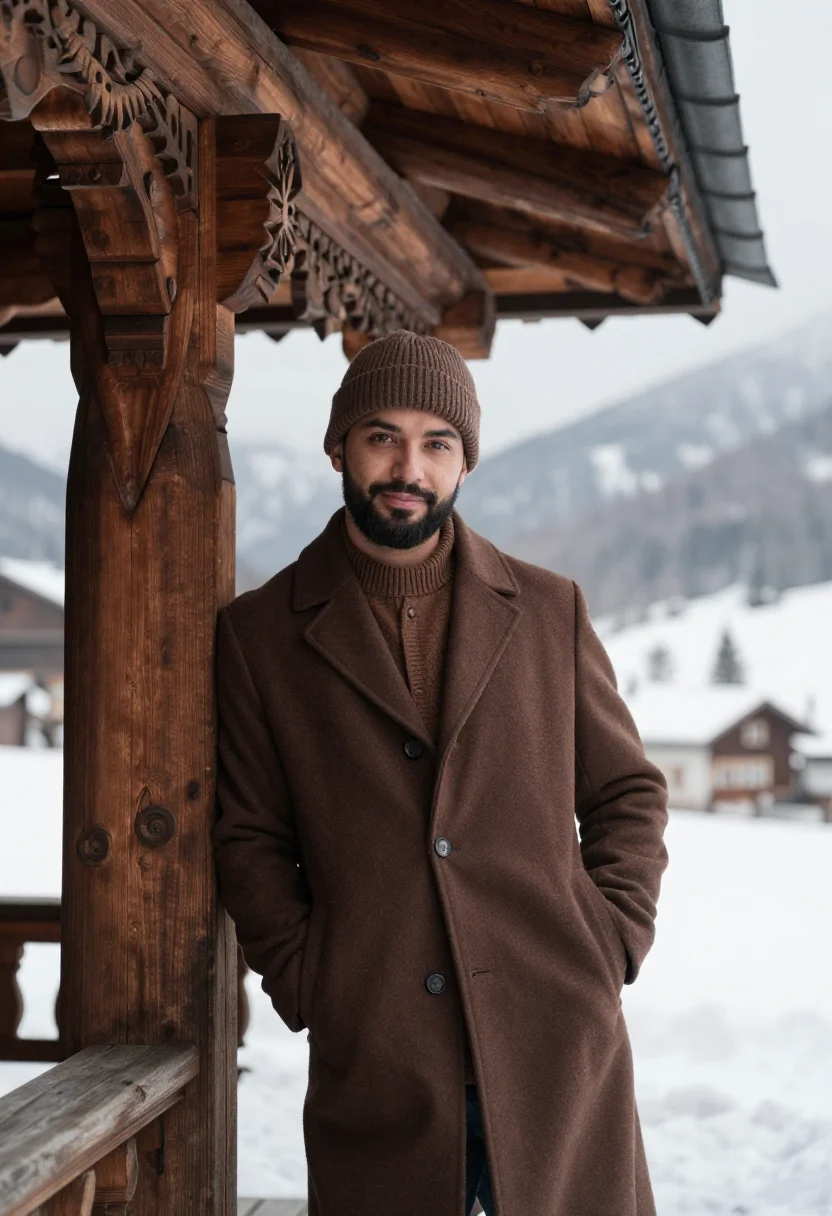 AI zakopane january timber brown sample — portrait of a man, framed half-length, a man in his forties