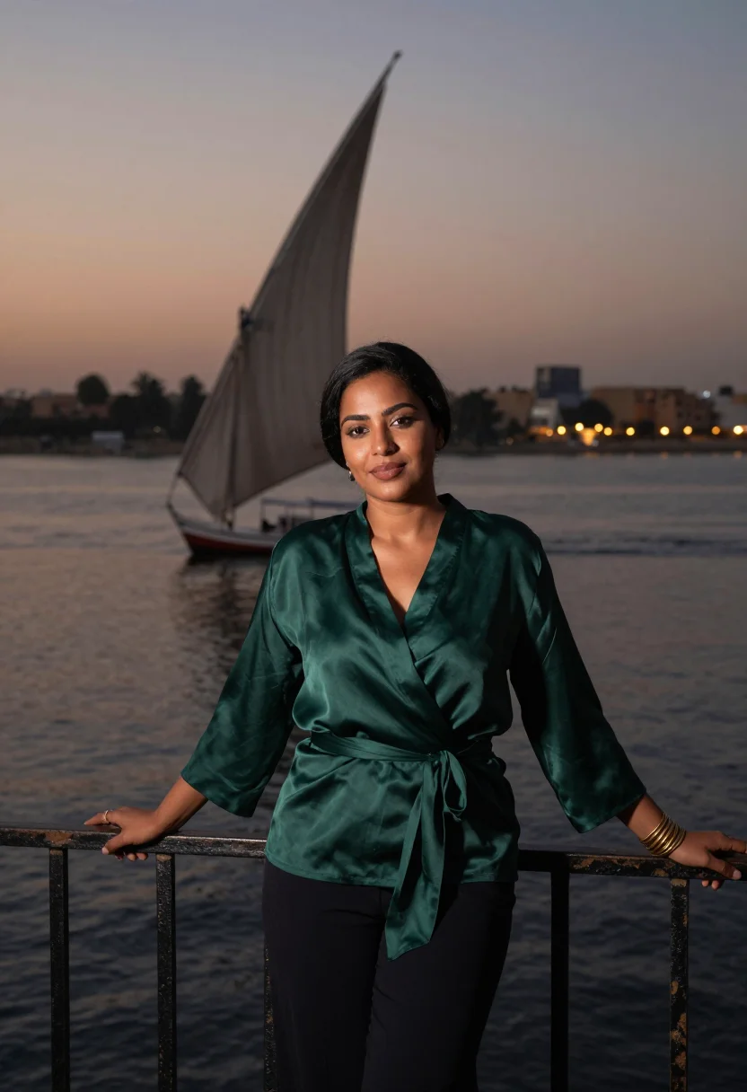 AI zamalek creative sample — portrait of a woman, dusk portrait of an Egyptian woman with