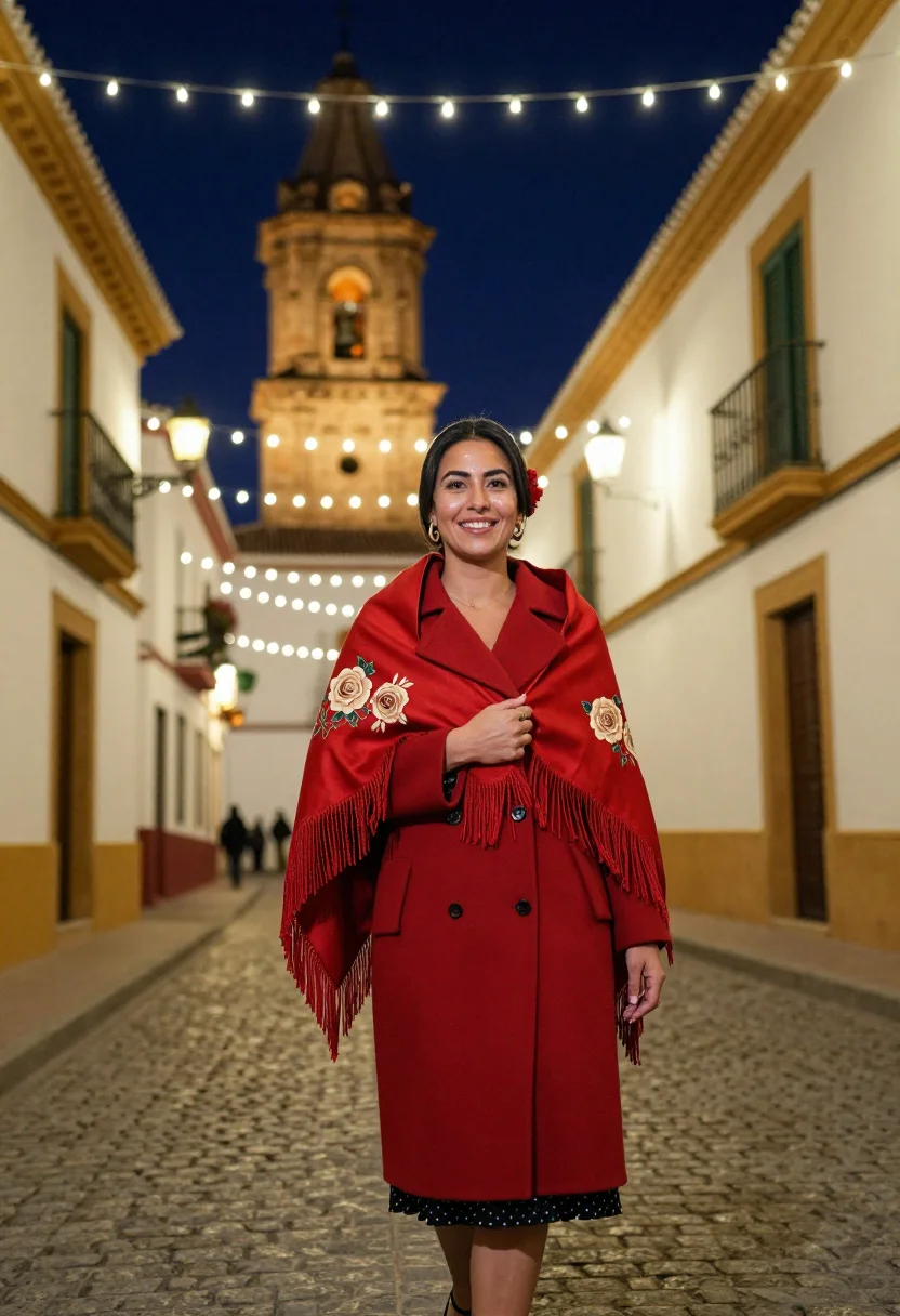 AI zambomba jerez sample — portrait of a woman, knee-up walking portrait of an Andalusi