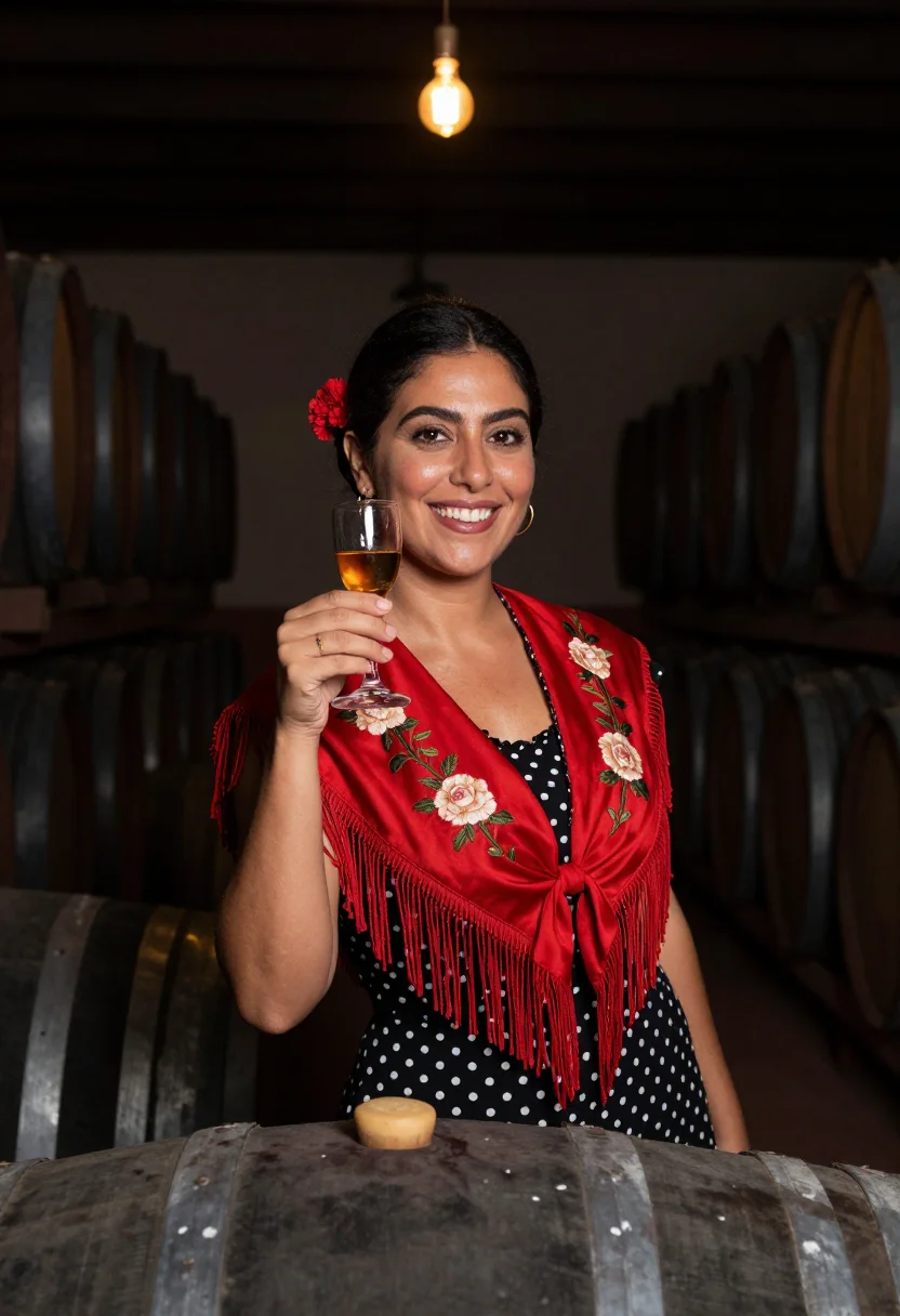 AI zambomba jerez sample — portrait of a woman, tight chest-up portrait of an Andalusia