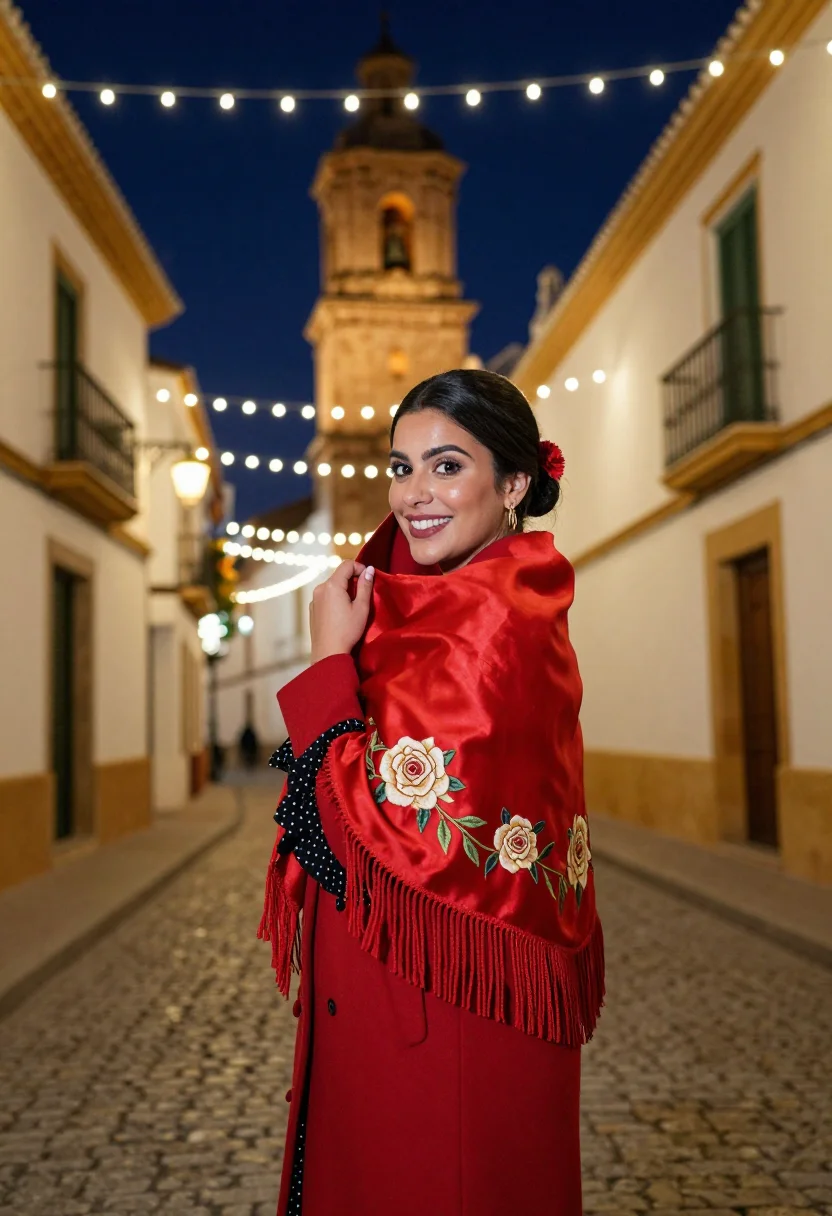 AI zambomba jerez sample — portrait of a woman, waist-up portrait of an Andalusian woma