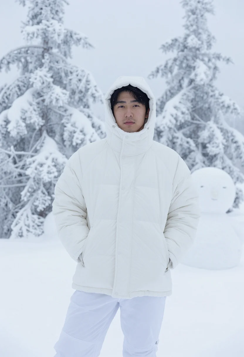 AI zao snow monsters january white sample — portrait of a man, framed half-length, a Japanese man in his