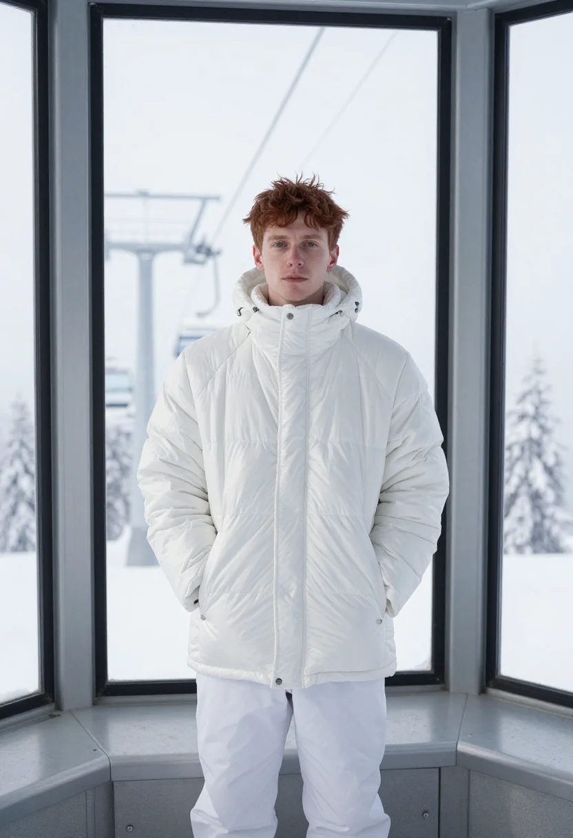 AI zao snow monsters january white sample — portrait of a man, framed half-length, a man in his twenties