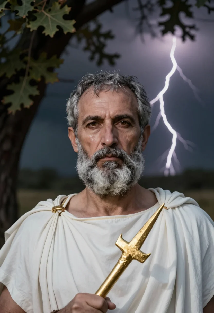 AI zeus sample — portrait of a man, close portrait of a Greek man in his sixt