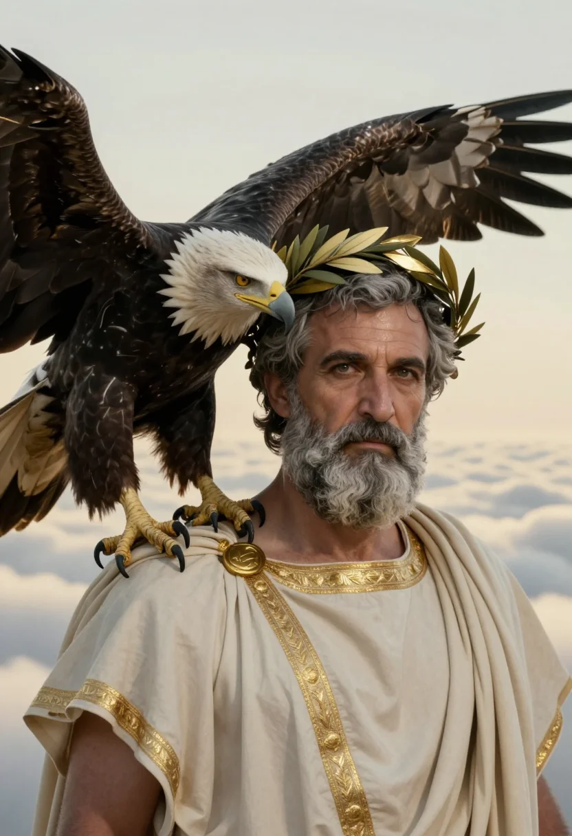 AI zeus sample — portrait of a man, close portrait of a Greek man in his sixt