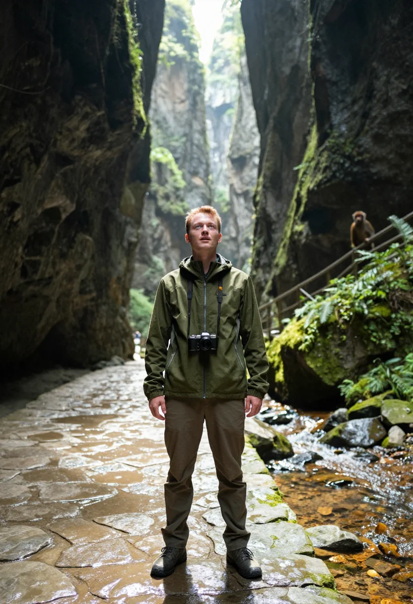 AI zhangjiajie sample — portrait of a traveller, full-length portrait of a Western-E